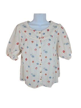 Madewell Prose Shirt Dotted Floral Heyday Size M Off White Ditzy Print